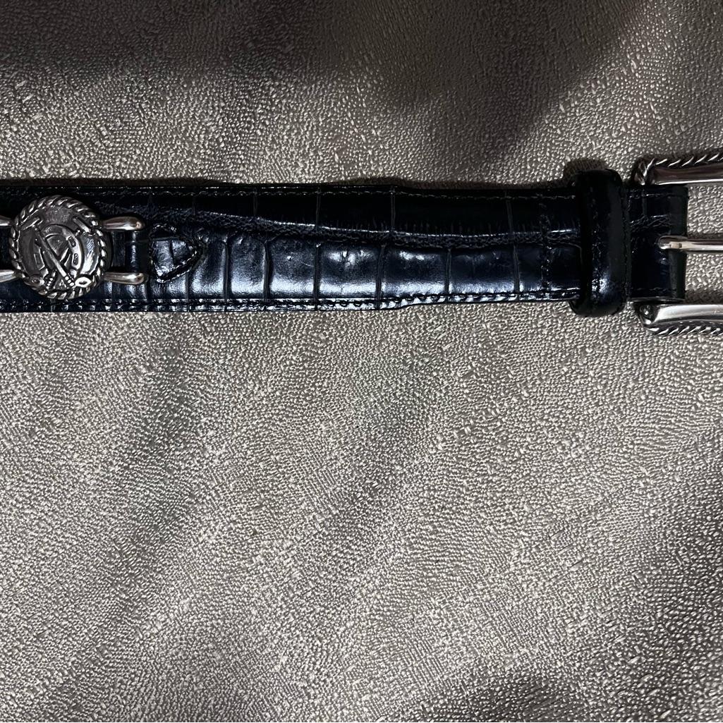 Brighton Black CrocodileEmbossed Leather Belt